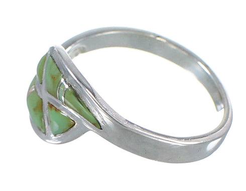 Turquoise And Opal Inlay Silver Jewelry Southwest Ring Size 7-1/4 AX82915